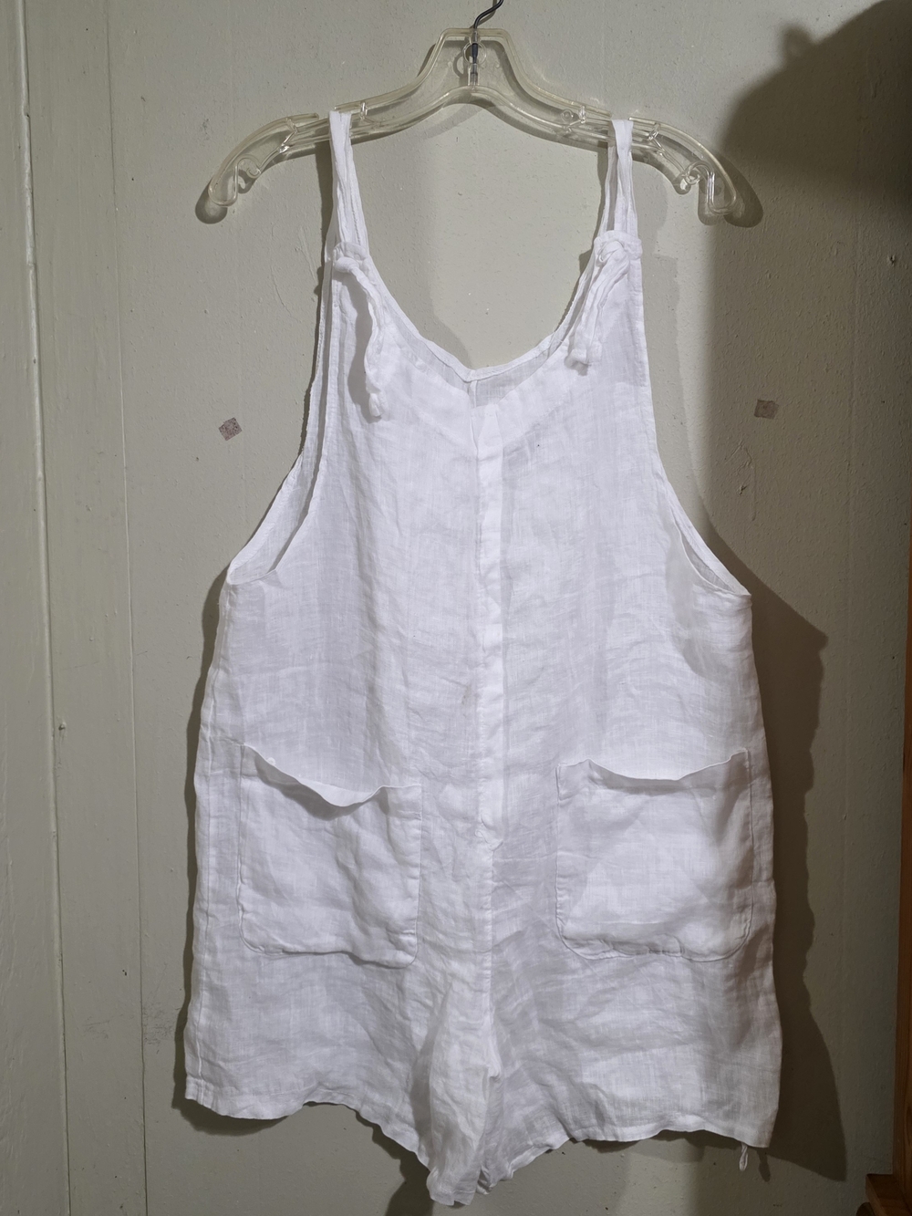 Linen White Sleeveless Romper Ised Good Conditions